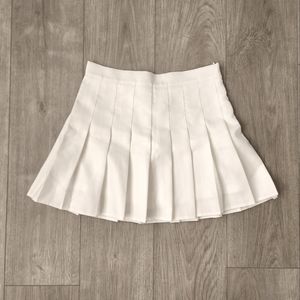 White Pleated Mini Skirt (Skort)
